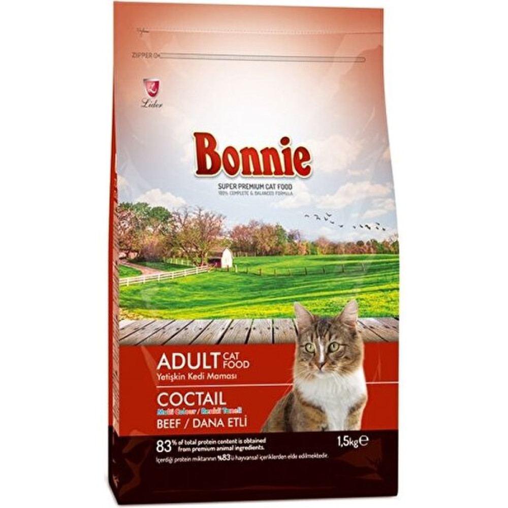 Bonnie Biftekli Multicolor Yetişkin Kedi Maması 1,5 kg Evcil Hayvan Ürünleri Fiyatı