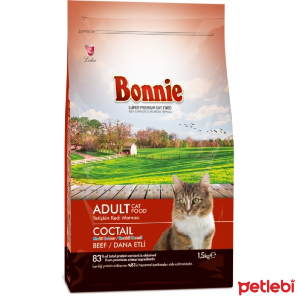 Bonnie Coctail Renkli Taneli Dana Etli Yetişkin Kedi Maması 1,5kg Evcil Hayvan Ürünleri Fiyatı