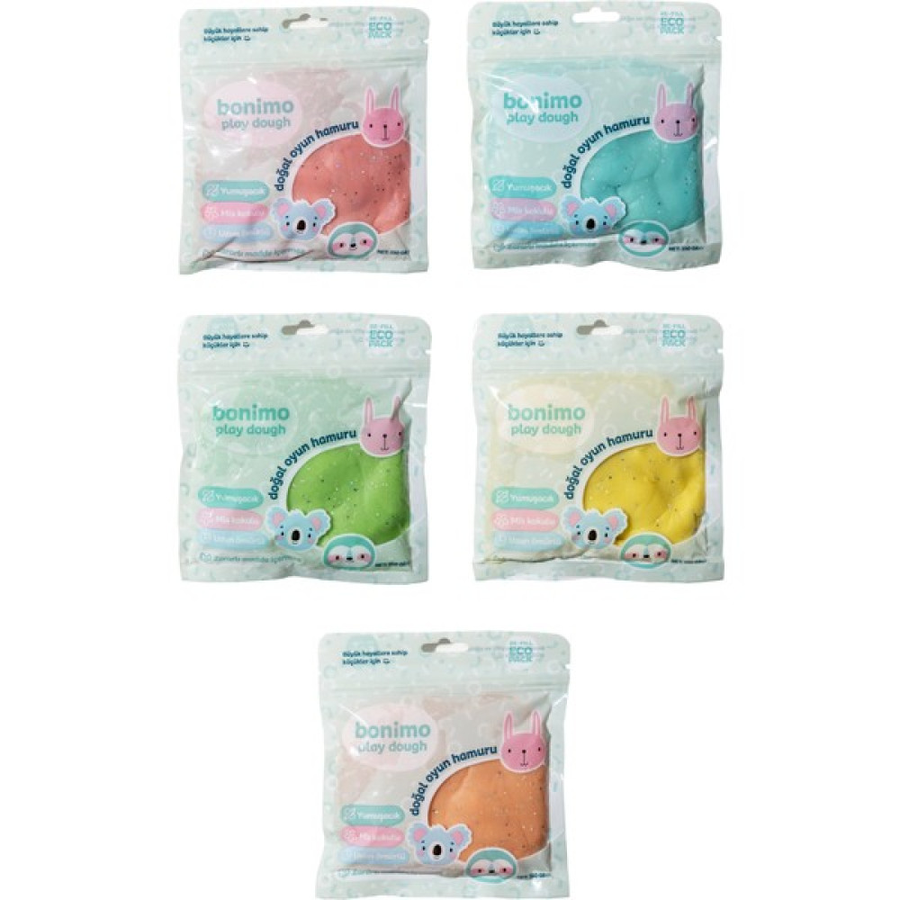 Bonnie Play Dough Doğal Oyun Hamuru 5'li Kartuş Paket Glitter Pastel Set (Eco-Pack Refill) 5*150GR Eğitici Oyuncak Fiyatı