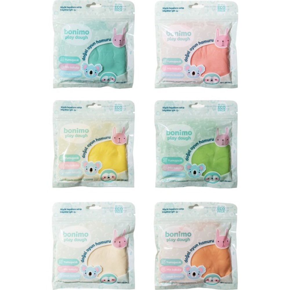 Bonnie Play Dough Doğal Oyun Hamuru 6'lı Kartuş Paket Pastel Set (Eco-Pack Refill) 6*150GR Eğitici Oyuncak Fiyatı