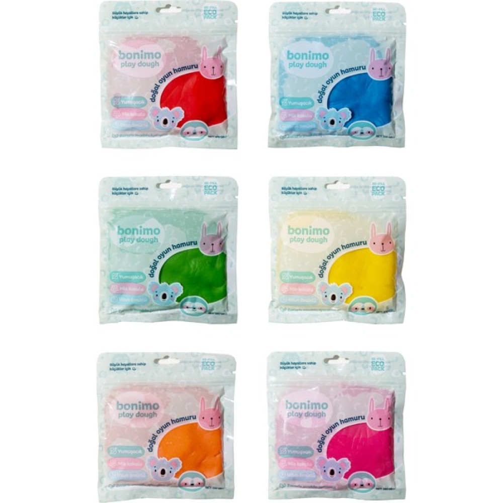 Bonnie Play Dough Doğal Oyun Hamuru 6'lı Kartuş Paket Set (Eco-Pack Refill) 6*150GR Eğitici Oyuncak Fiyatı