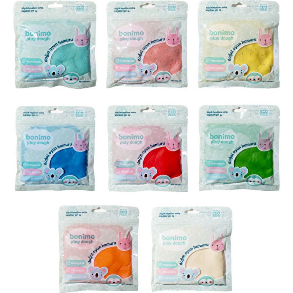 Bonnie Play Dough Doğal Oyun Hamuru 8'li Kartuş Paket Set (Eco-Pack Refill) 8*150GR Eğitici Oyuncak Fiyatı