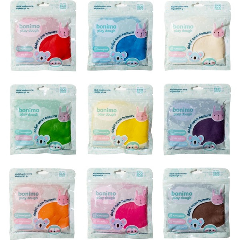 Bonnie Play Dough Doğal Oyun Hamuru 9'lu Kartuş Paket Set (Eco-Pack Refill) 9*150GR Eğitici Oyuncak Fiyatı
