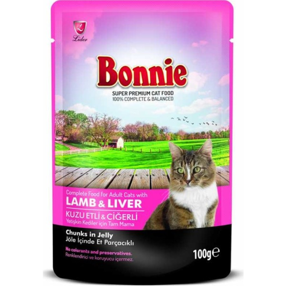 Bonnie Pouch Kuzu Etli ve Ciğerli Yetişkin Kedi Konservesi 100GR Evcil Hayvan Ürünleri Fiyatı