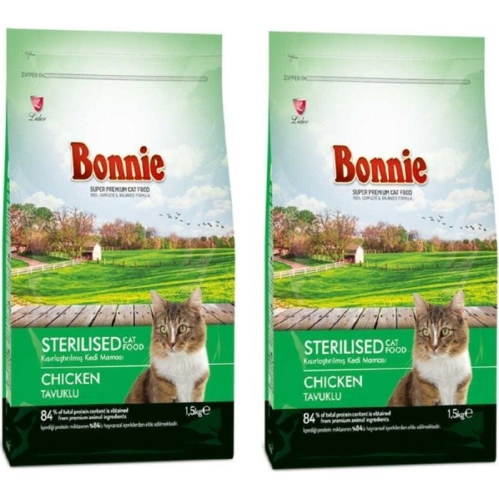 Bonnie Sterilised Tavuklu Kısır Kedi Maması 1,5 kg * 2 Adet Evcil Hayvan Ürünleri Fiyatı