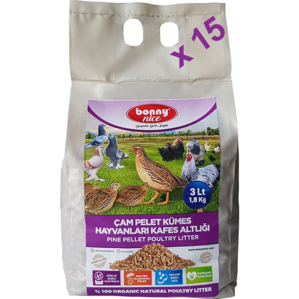 Bonny Nice Bıldırcın Güvercin Keklik Süs Tavukları Kafes Altlığı 1.8 kg 3 L x 15 Paket - 15 Adet Evcil Hayvan Ürünleri Fiyatı