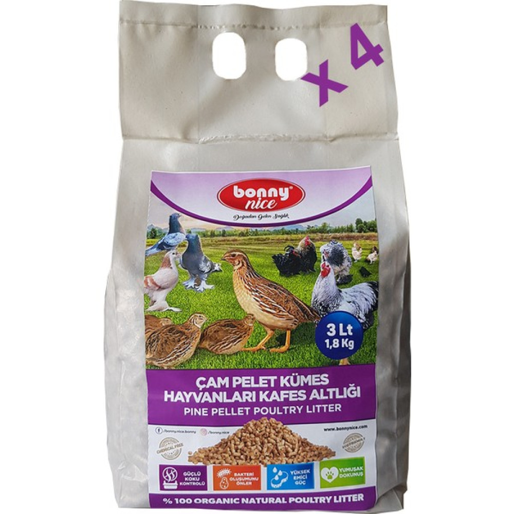 Bonny Nice Bıldırcın Güvercin Keklik Süs Tavukları Kafes Altlığı 1.8 kg 3 L x 4 Paket - 4 Adet Evcil Hayvan Ürünleri Fiyatı