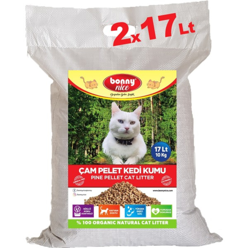 Bonny Nice Doğal Çam Peleti Kedi Kumu 10 kg 17 lt x 2 Paket Evcil Hayvan Ürünleri Fiyatı