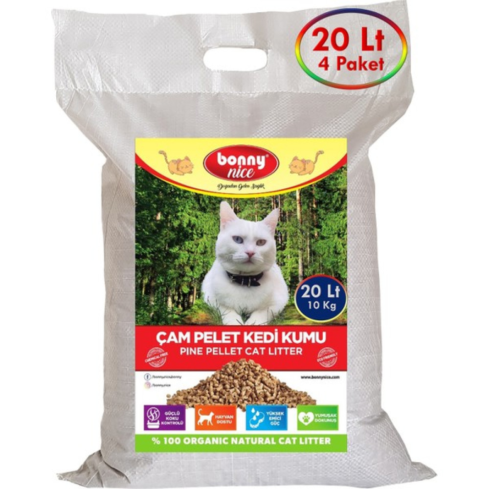 Bonny Nice Doğal Çam Peleti Kedi Kumu 10 kg 20 Lt (4 Paket) Evcil Hayvan Ürünleri Fiyatı