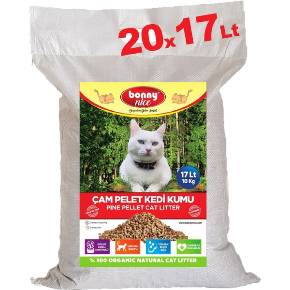 Bonny Nice Doğal Çam Peleti Kedi Kumu 10 kg 20 lt x 20 Paket Evcil Hayvan Ürünleri Fiyatı
