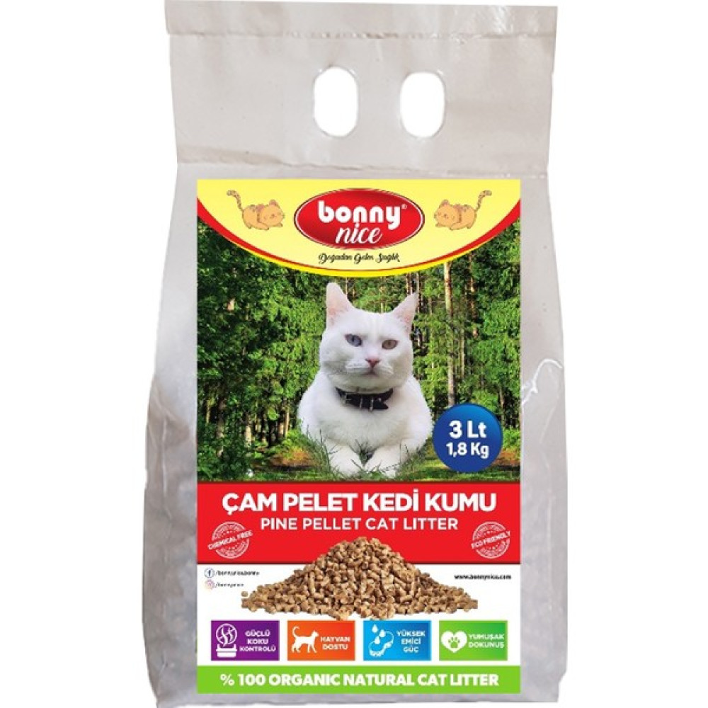 Bonny Nice Doğal Çam Peleti Kedi Kumu 1.8 kg 3 lt Evcil Hayvan Ürünleri Fiyatı