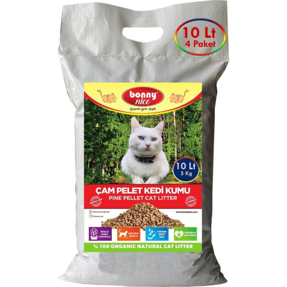 Bonny Nice Doğal Çam Peleti Kedi Kumu 5 Kg 10 Lt x 4 Paket Evcil Hayvan Ürünleri Fiyatı