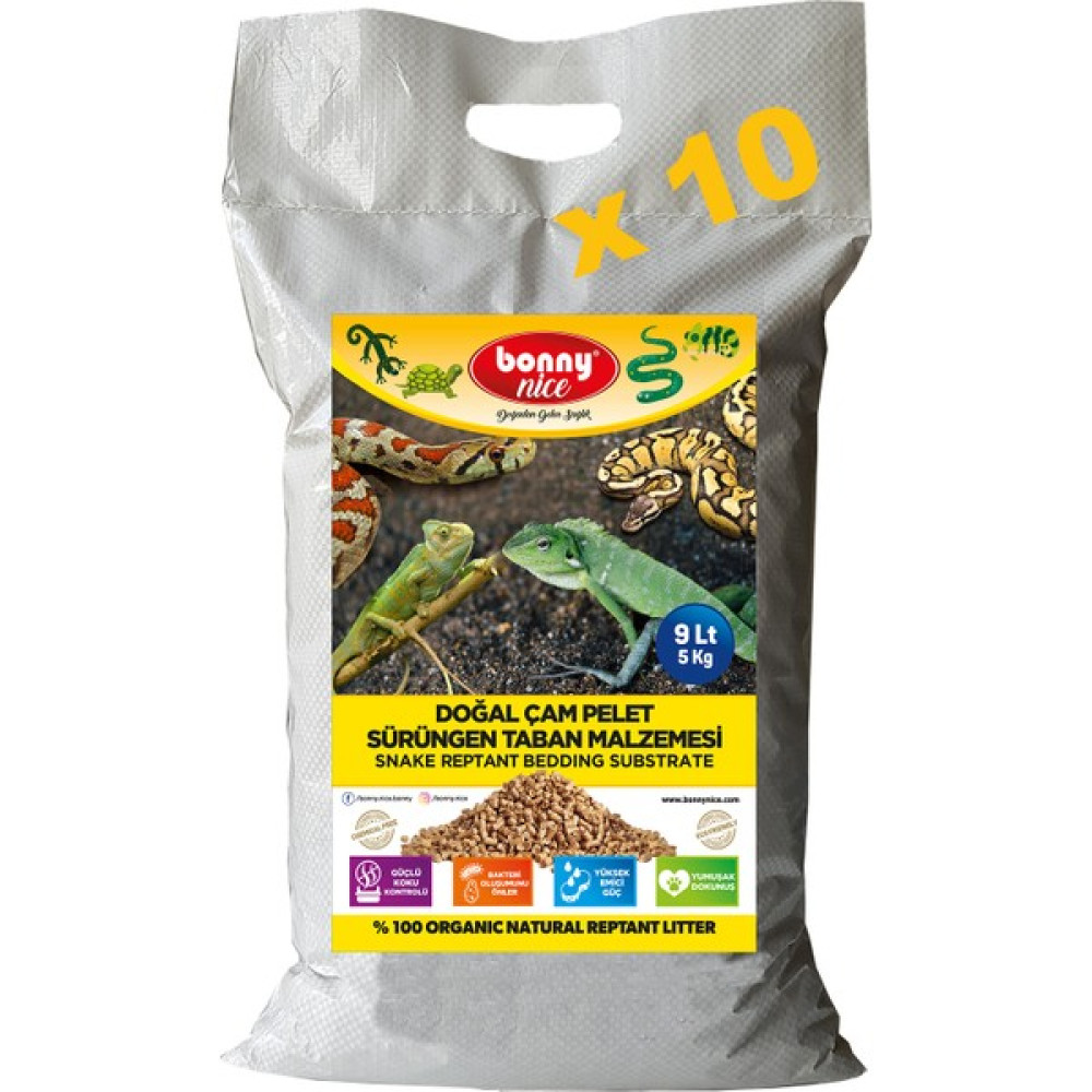 Bonny Nice Doğal Çam Pellet Sürüngen Taban Malzemesi 5 kg 9 L x 10 Paket Evcil Hayvan Ürünleri Fiyatı
