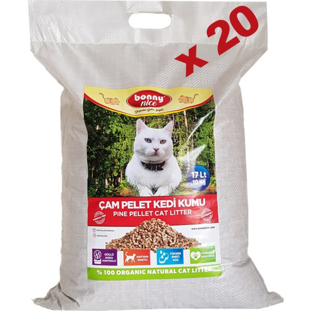 Bonny Nice Organik Kedi Kumu Çam Pellet 10 kg 17 L x 20 Paket Evcil Hayvan Ürünleri Fiyatı
