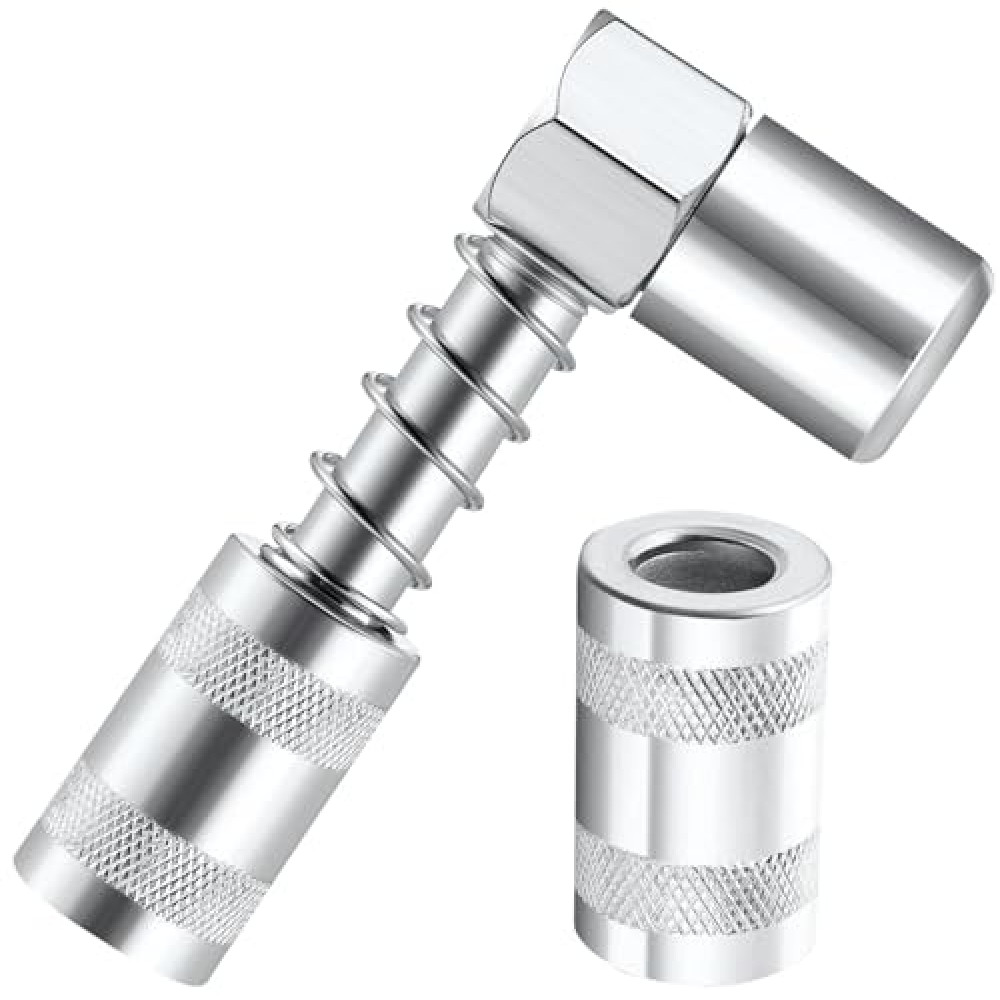 Bonsicoky 1 Pcs 90 Degree Grease Coupler Gun Adapter, 90 Degree Fittings Grease Gun Tips for Farm Truck