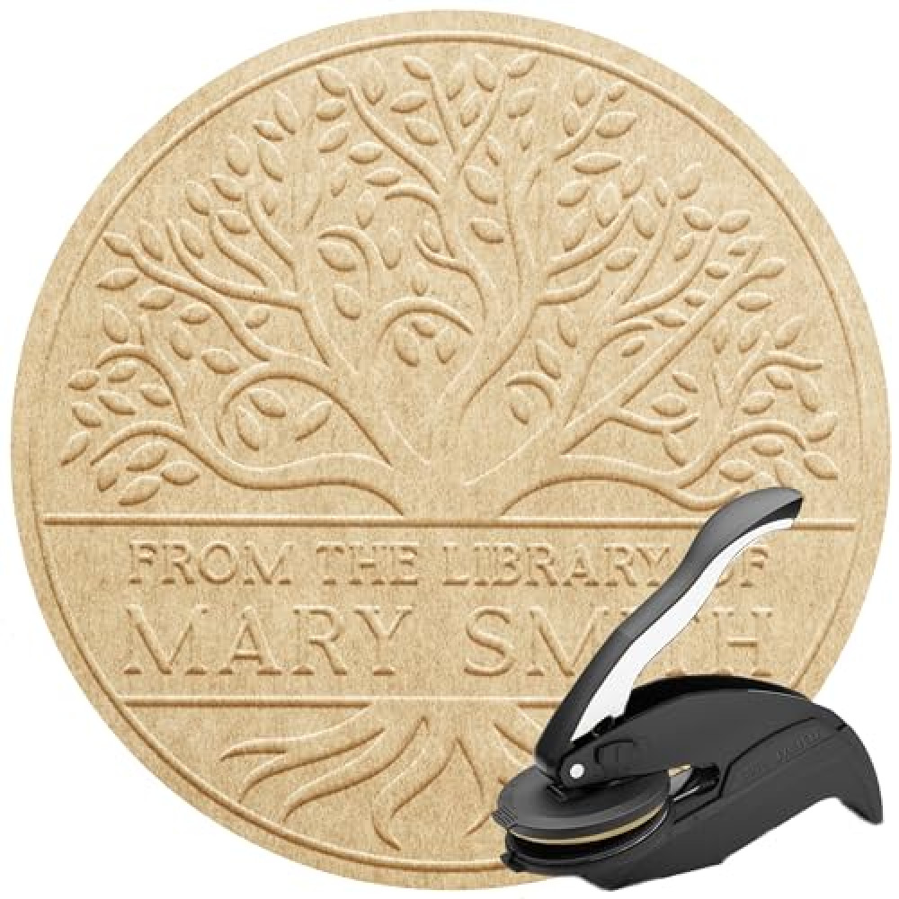 Book Embosser Personalized Stamp By Me | from The Library of | Ex Libris | Floral Book Stamp Personalized | Custom Library Stamp | Book Embosser Custom Self-Inking | Customize Your Name & Design