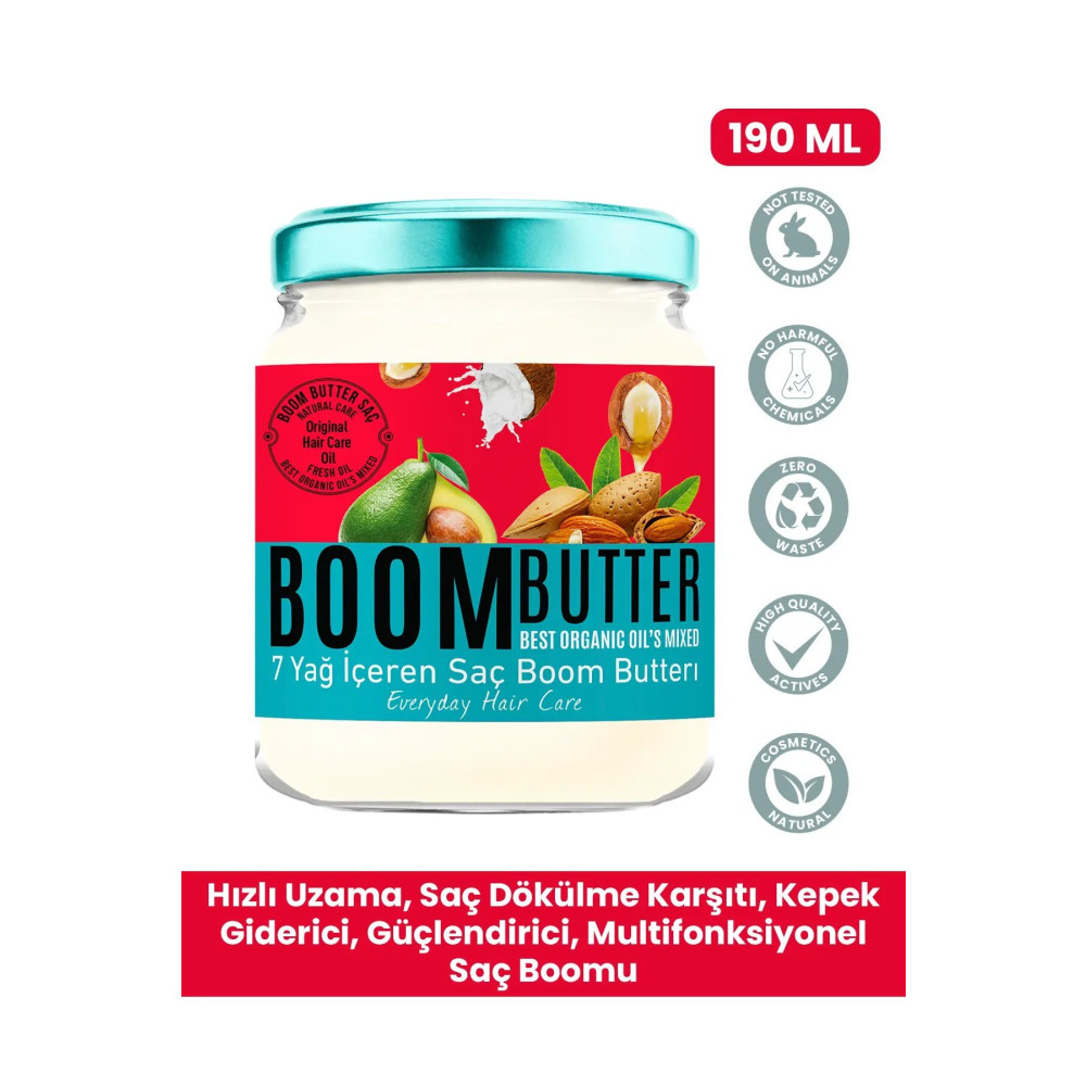 BOOM BUTTER 7 Yağ Içeren Besleyici Ve Nemlendirici Saç Bakım Yağı 190 ml Saç Bakım Maskeleri & Serumlar & Spreyler Fiyatı