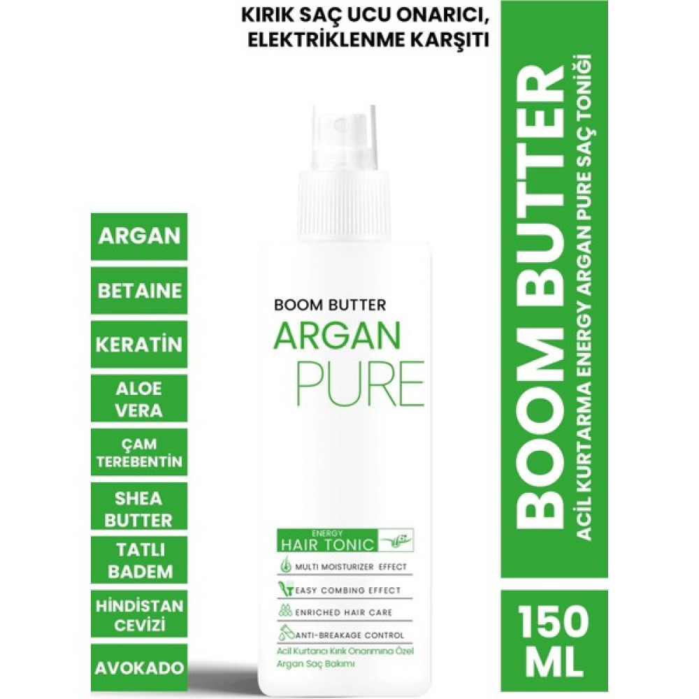 Boom Butter Acil Kurtarma Energy Argan Pure Saç Toniği 150 ml Saç Bakım Maskeleri & Serumlar & Spreyler Fiyatı