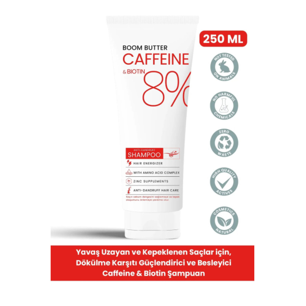 Boom Butter Caffeine Biotine Yavas Uzayan Kepeklenen Saclar İcin Sampuan 250 Ml Şampuan ve Saç Kremi Fiyatı