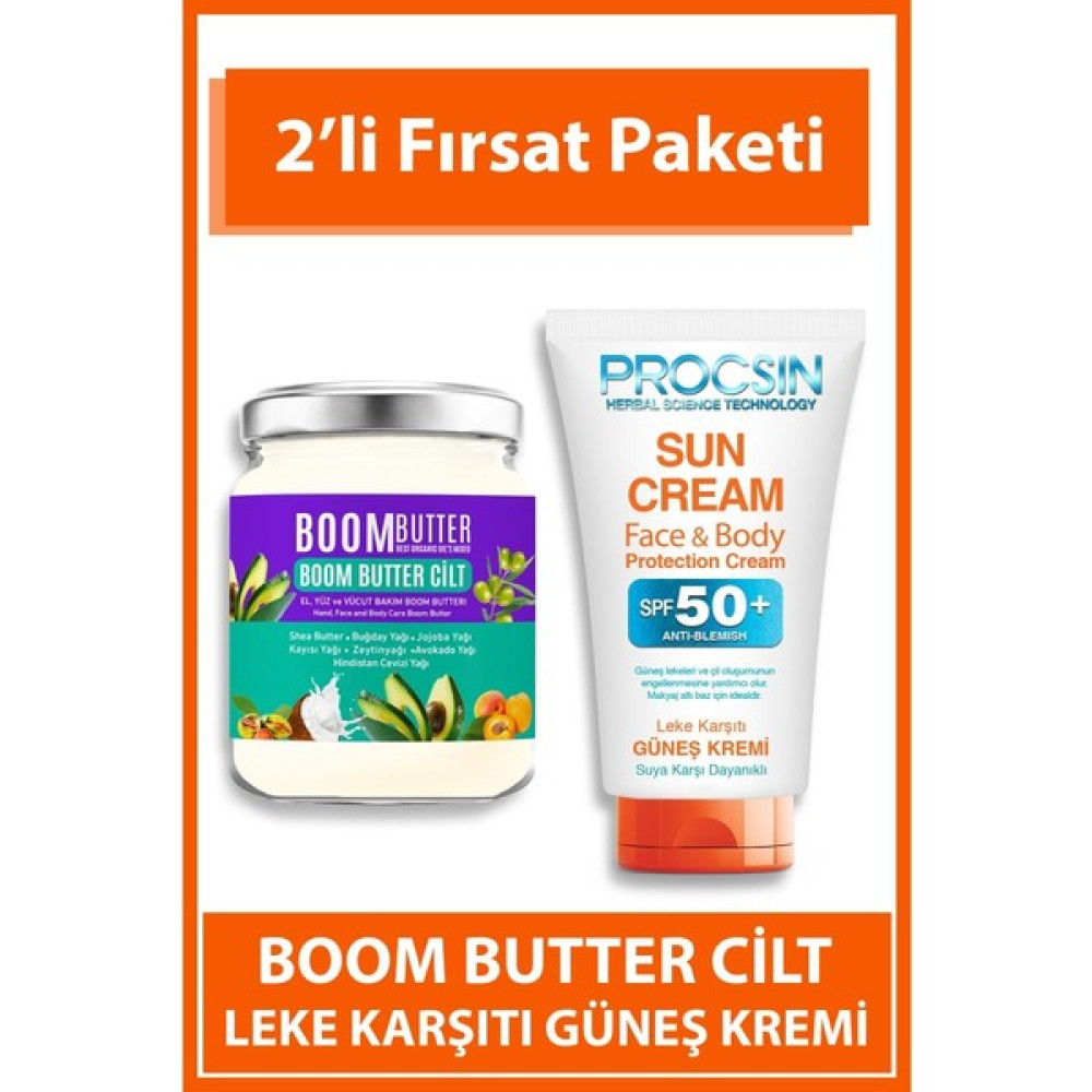 BOOM BUTTER Cilt Bakım Yağı Ve Güneş Kremi Paketi Nemlendiriciler Fiyatı