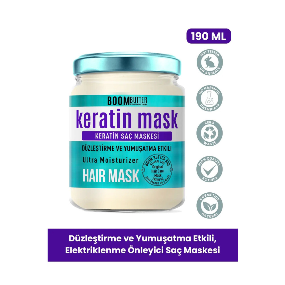 BOOM BUTTER Güçlendirici Onarıcı Keratin Saç Maskesi 190 ml Saç Bakım Maskeleri & Serumlar & Spreyler Fiyatı