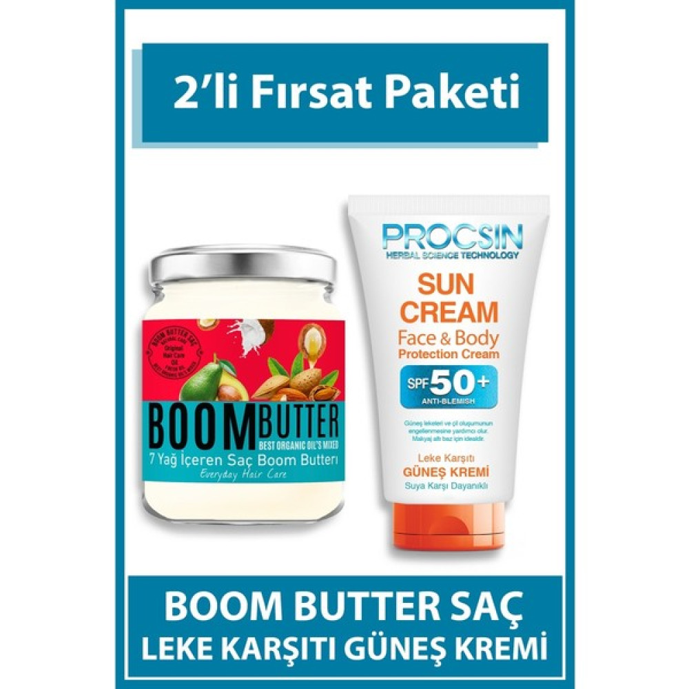 BOOM BUTTER Saç Bakım Yağı ve Güneş Kremi Paketi Saç Bakım Maskeleri & Serumlar & Spreyler Fiyatı