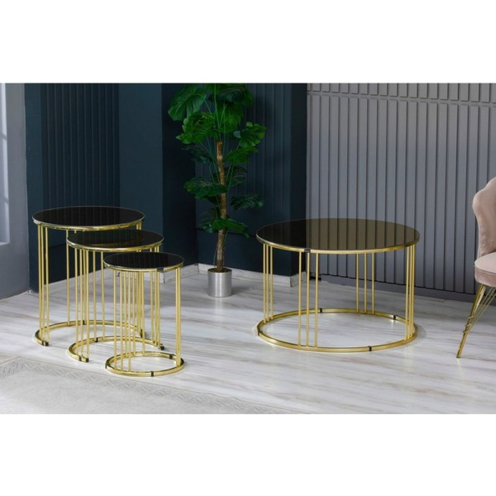 Boons Palmira Zigon Sehpa Takımı - Gold - Bronz Zigon Sehpa Fiyatı