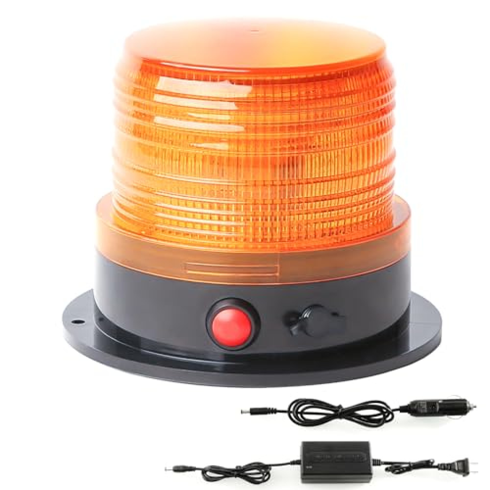BooYu Battery Operated Amber Warning Beacon Light w/Magnetic Base, Portable Rechargeable Mini Roadside Roof Top Plow LED Strobe Emergency Flash Mail Lights for Trucks/Trailer/Vehicle 1-Pcs