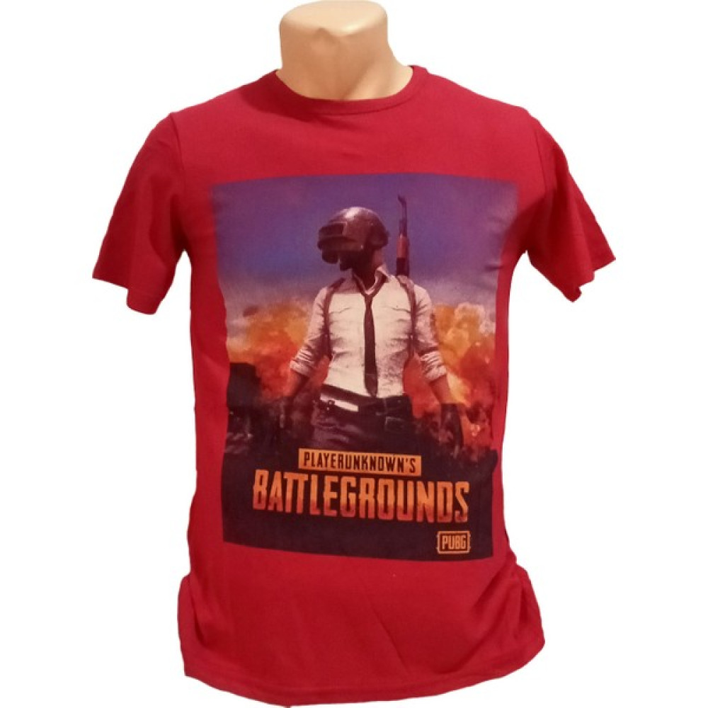 Bordo Renk PUBG Baskılı Unisex Tişört Erkek T-shirt Fiyatı
