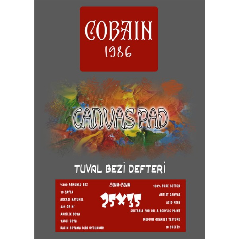 Bordo Sanat Cobain 1986 Canvas Pad Tuval Bezi Defteri Akrilik Yağlıboya Guaj Defteri - Tel Spiral - 25x35cm Resim Defteri Fiyatı