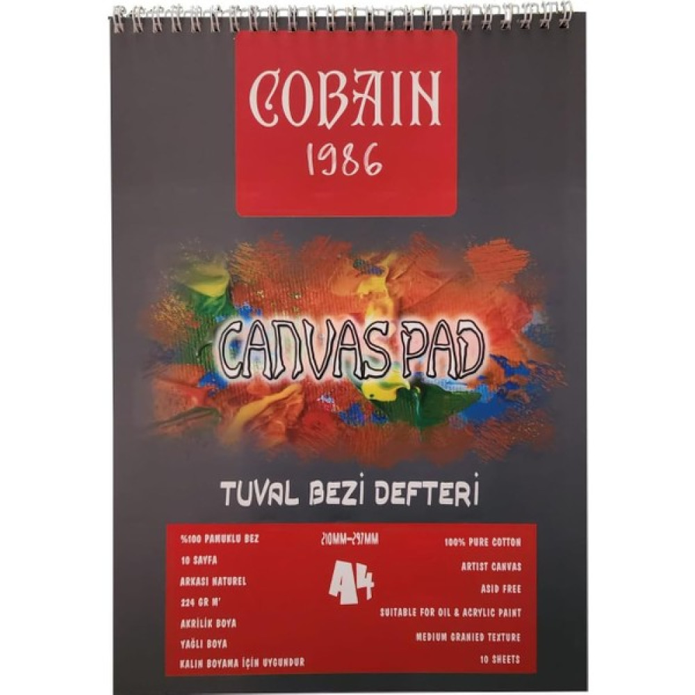 Bordo Sanat Cobain 1986 Canvas Pad Tuval Bezi Defteri Akrilik Yağlıboya Guaj Defteri - Tel Spiral - A4 Resim Defteri Fiyatı