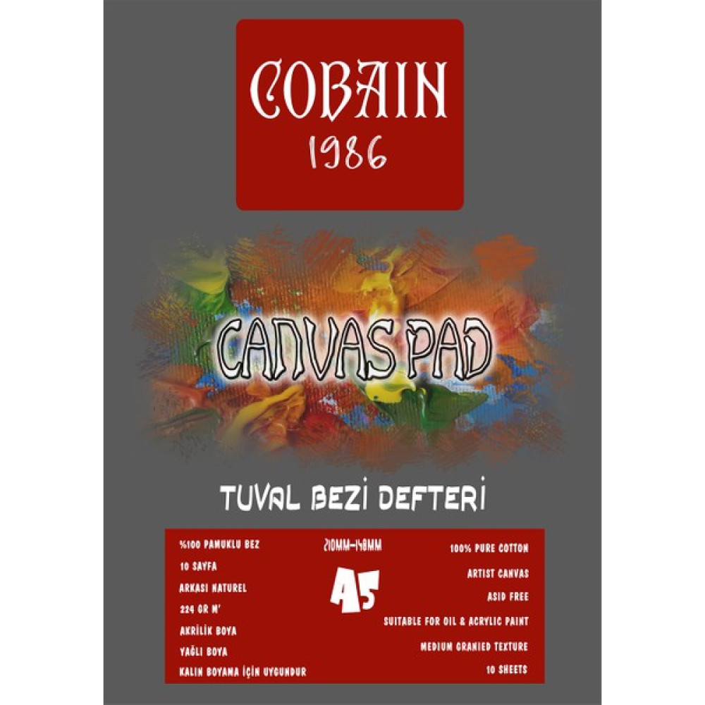 Bordo Sanat Cobain 1986 Canvas Pad Tuval Bezi Defteri Akrilik Yağlıboya Guaj Defteri - Tel Spiral - A5 Resim Defteri Fiyatı