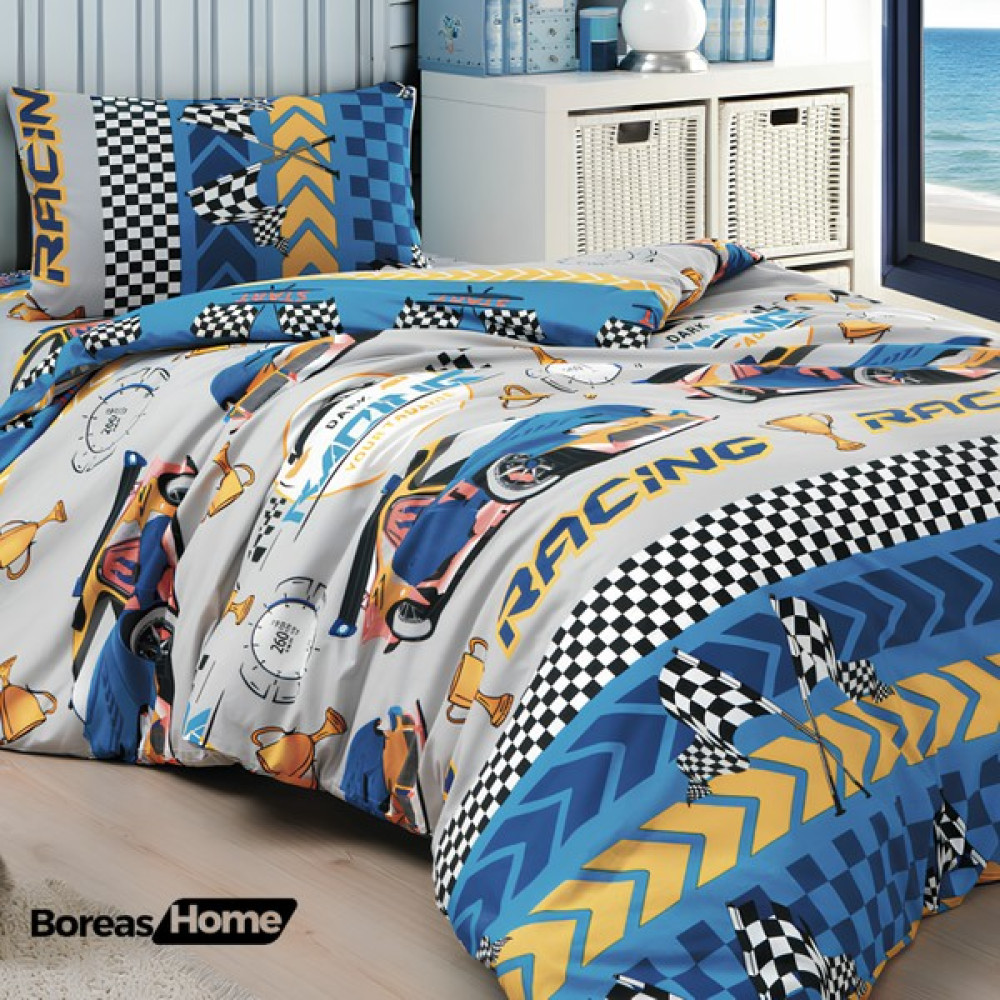 Boreas Home Blue Racer Sarı Lacivert Tek Kişilik Nevresim Seti - Renkli - 160 x 240 cm Nevresim Takımı Fiyatı