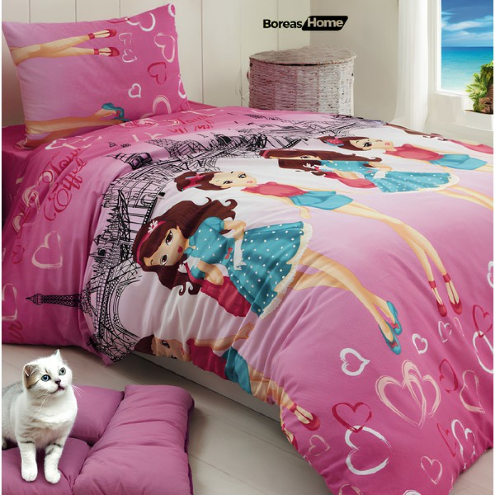 Boreas Home Paris Tek Kişilik Nevresim Seti - Kırmızı - Pembe - 160 x 240 cm Diğer Fiyatı