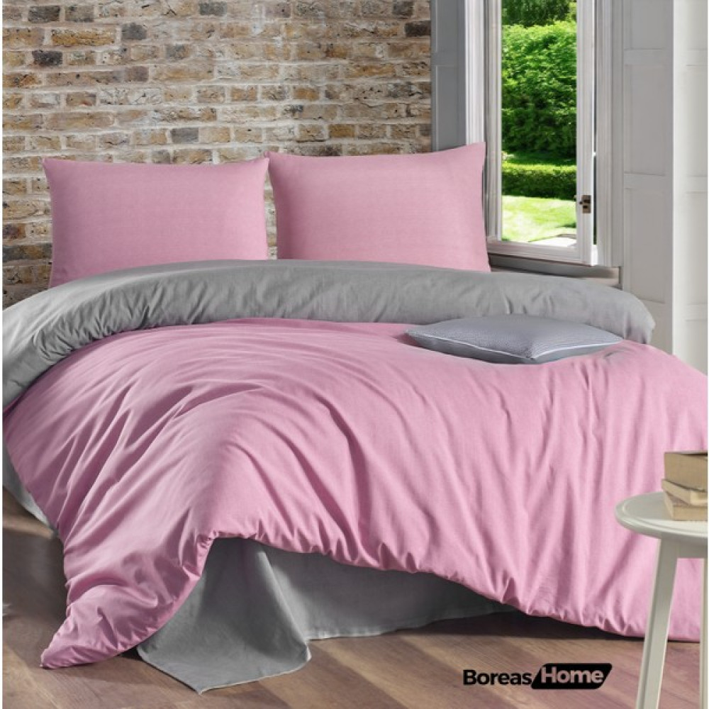 Boreas Home Premium Lila Gri Pamuklu Nevresim Takımı Tek Kişilik - Mürdüm - 160 x 220 cm Nevresim Takımı Fiyatı