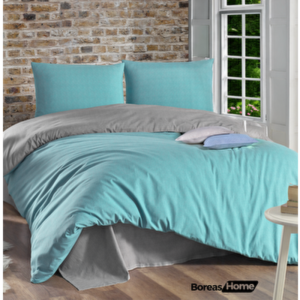 Boreas Home Premium Turkuaz Gri Pamuklu Tek Kişilik Nevresim Takımı Nevresim Takımı Fiyatı