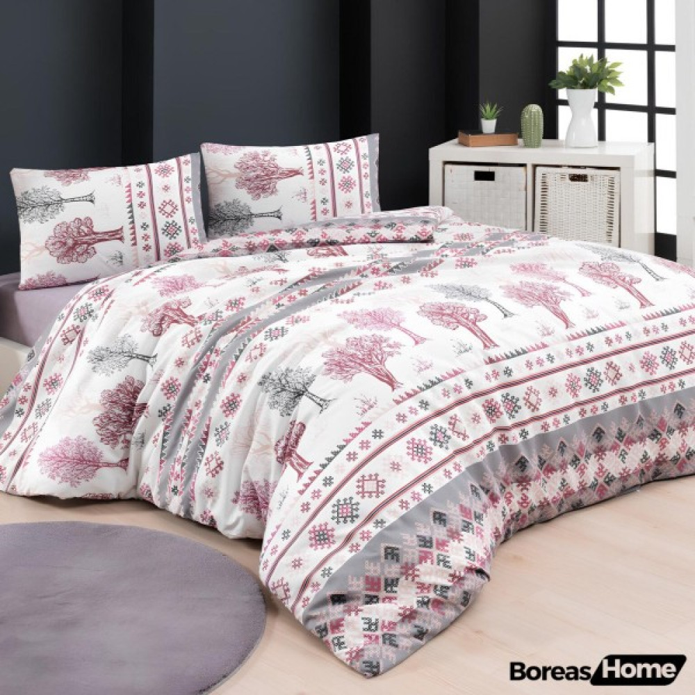 Boreas Home Story Pamuklu Tek Kişilik Nevresim Takımı - Gri - Gül Kurusu - 160 x 240 cm Nevresim Takımı Fiyatı