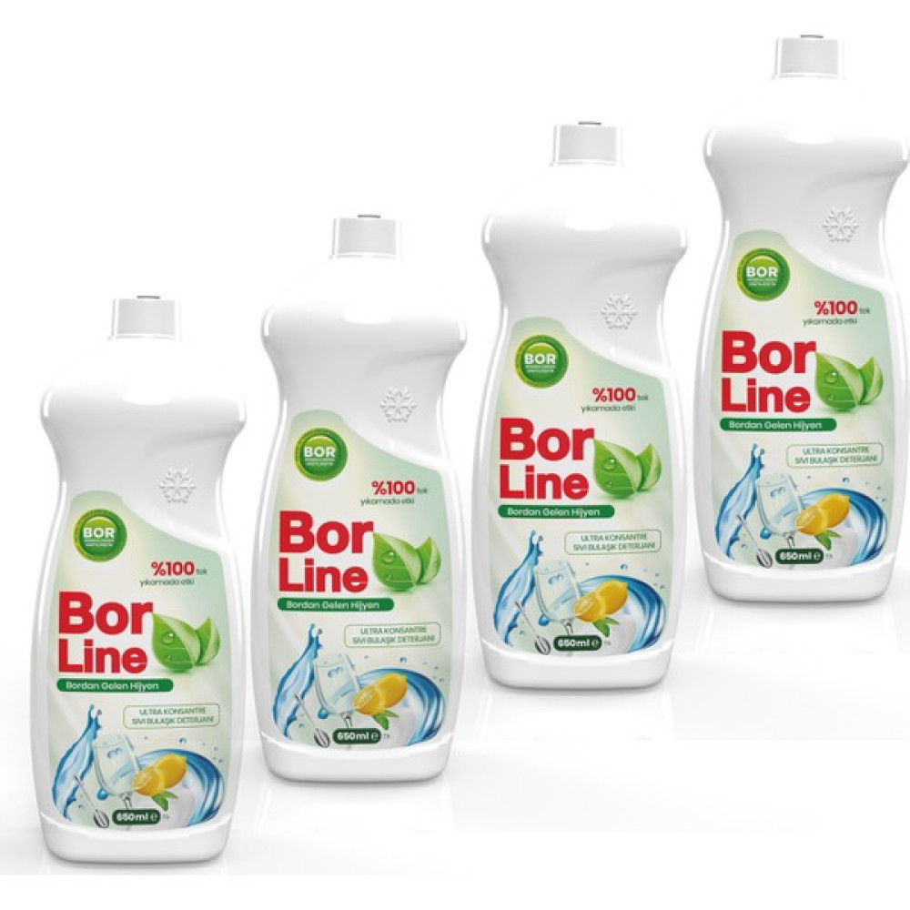 Borline Bor Katkılı 650 ml Bulaşık Deterjanı (4 Adet) Bulaşık Yıkama Fiyatı