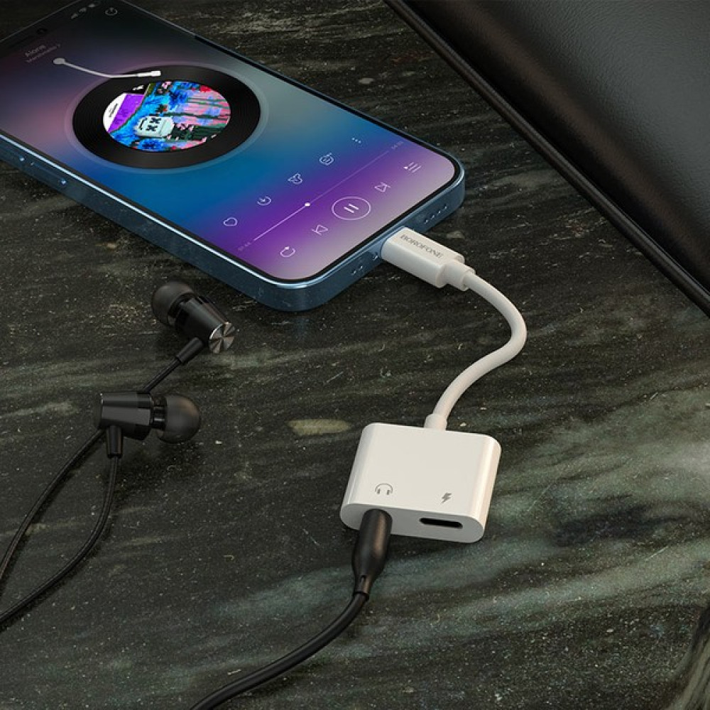 Borofone Lightning To Lightning Için Ses Kulaklık Dönüştürücü + 3.5mm BV12 - Beyaz Oto Boyaları Fiyatı