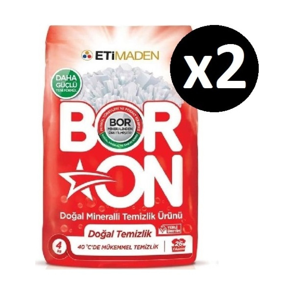 Boron Doğal Mineralli Temizlik Ürünü Doğal Temizlik Beyazlar 4 kg x 2 Adet (52 Yıkama) - 8 kg Çamaşır Deterjanı Fiyatı