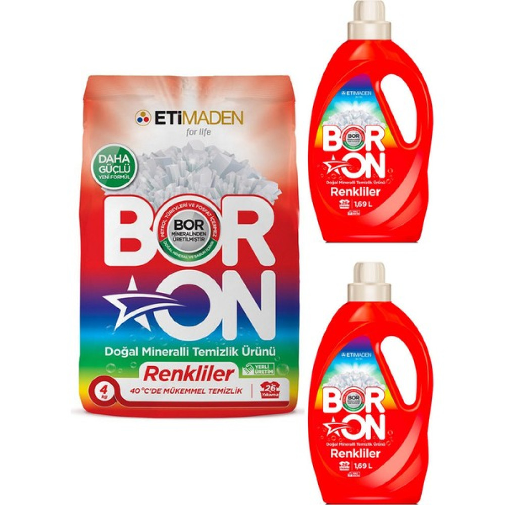 Boron Doğal Mineralli Toz Temizlik Ürünü Renkliler + Boron Sıvı Temizlik Ürünü Renkliler 2 Adet Çamaşır Deterjanı Fiyatı