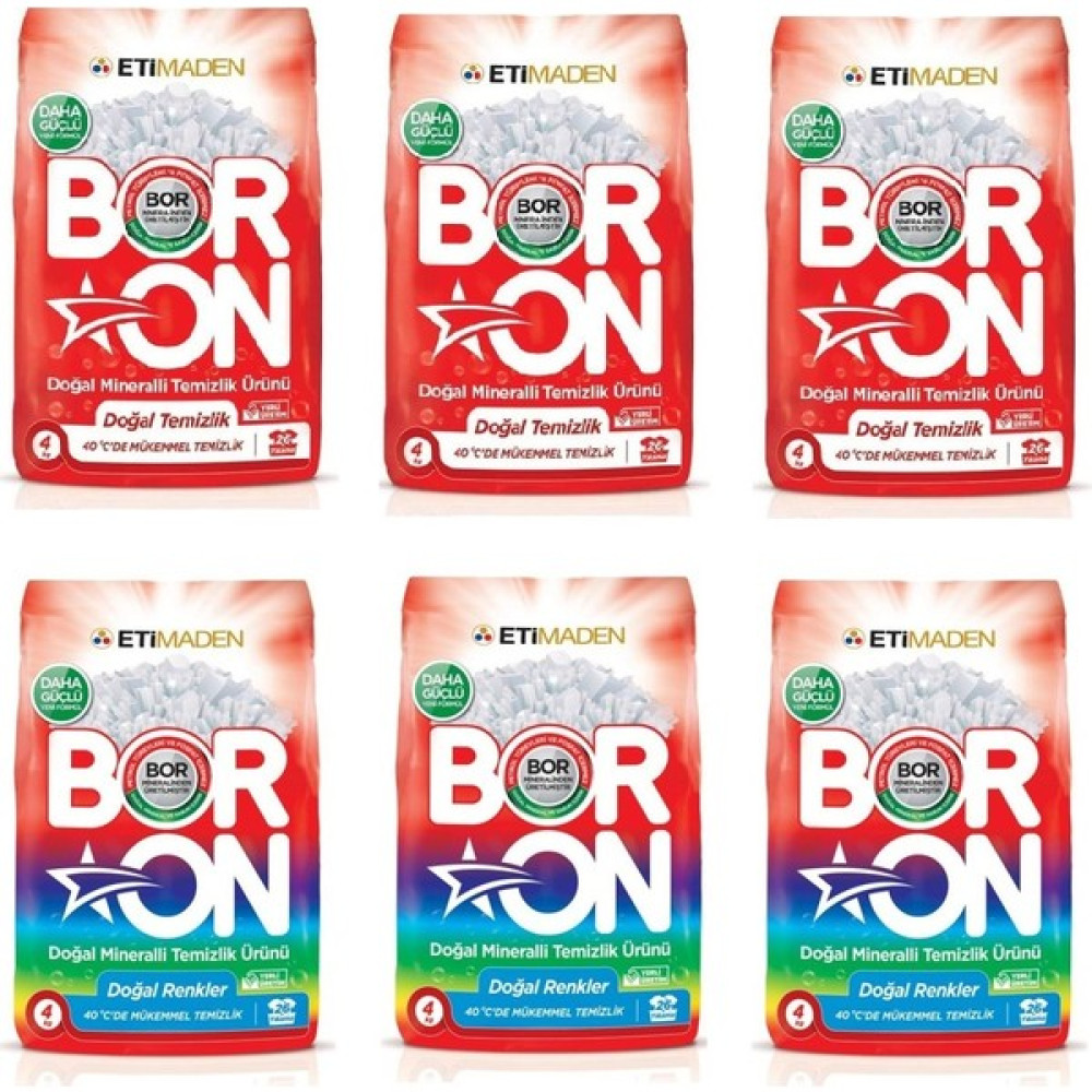 Boron Toz Çamaşır Deterjanı Matik 6 x 4 kg Renkli 3'lü Beyaz 3'lü - 24 kg Oto Boyaları Fiyatı