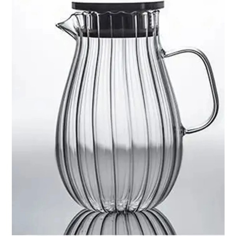 Borosilikat Cam Çizgili Tombul Sürahi 1800 - 1,8 L Sürahi Fiyatı