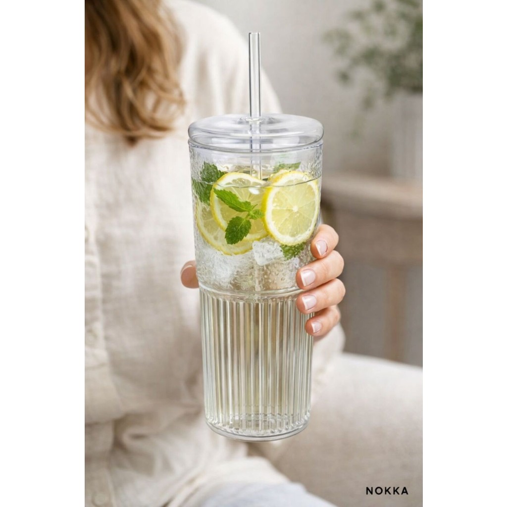 Borosilikat Kapaklı Pipetli Bardak, Kahve Bardağı, Isı Dayanıklı 600 ml - Şeffaf Fincan / Bardak / Kahve Takımı Fiyatı
