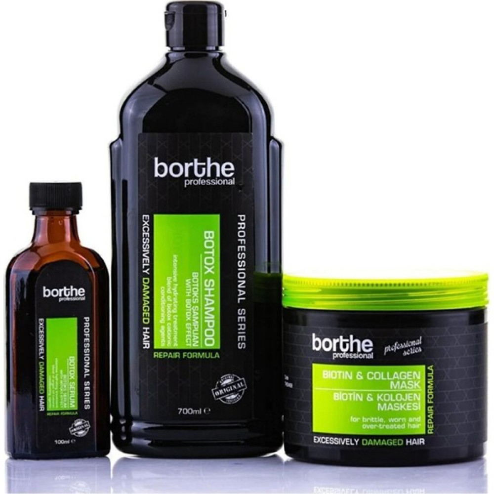 Borthe Professional 3'lü Set Saç Bakım Seti Şampuan 700 ml Saç Maskesi 500 ml Serum 100 ml - 3 lü paket Şampuan ve Saç Kremi Fiyatı