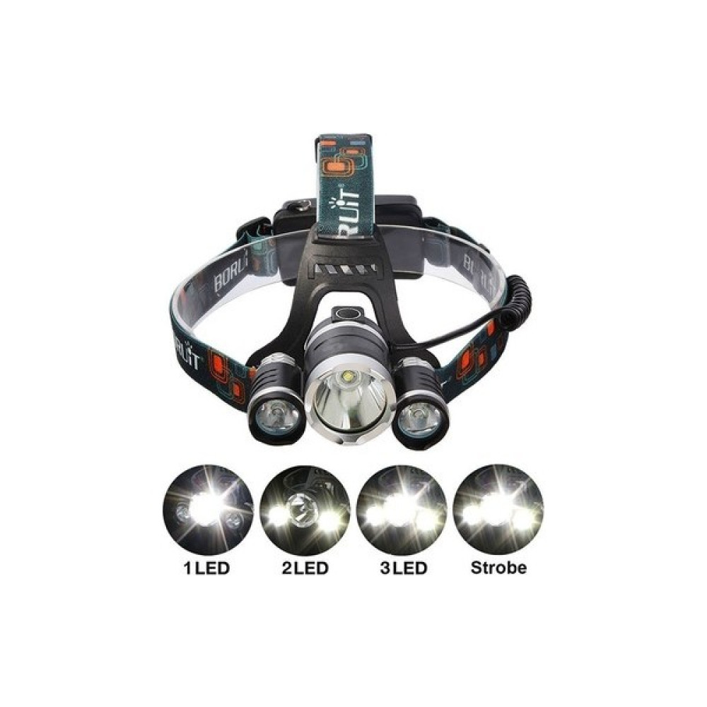 Boruit T6 Kafa Feneri 5000 Lumens 3xcree Xm-T6+2r5 Lamba LED Kamp Lambası Kafa Feneri Fiyatı