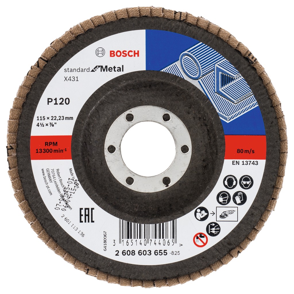 Bosch - 115 mm 120 Kum Standard Seri Metal Için X431 Alüminyumoksit Flap Zımpara Diski Diğer Fiyatı