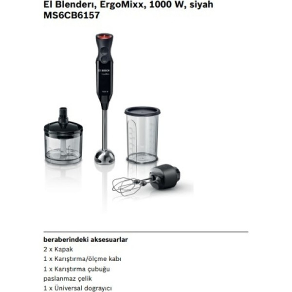 Bosch MS6CB6157 El Blenderı Ergomixx 1000 W Siyah, Antrasit - Siyah Blenderler Fiyatı