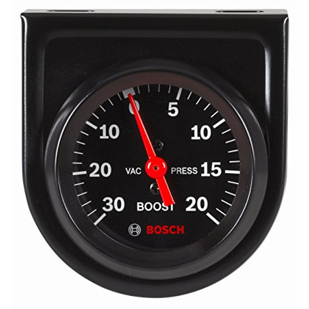 Bosch SP0F000050 Style Line 2" Mechanical Vacuum/Boost Gauge (Black Dial Face, Black Bezel)