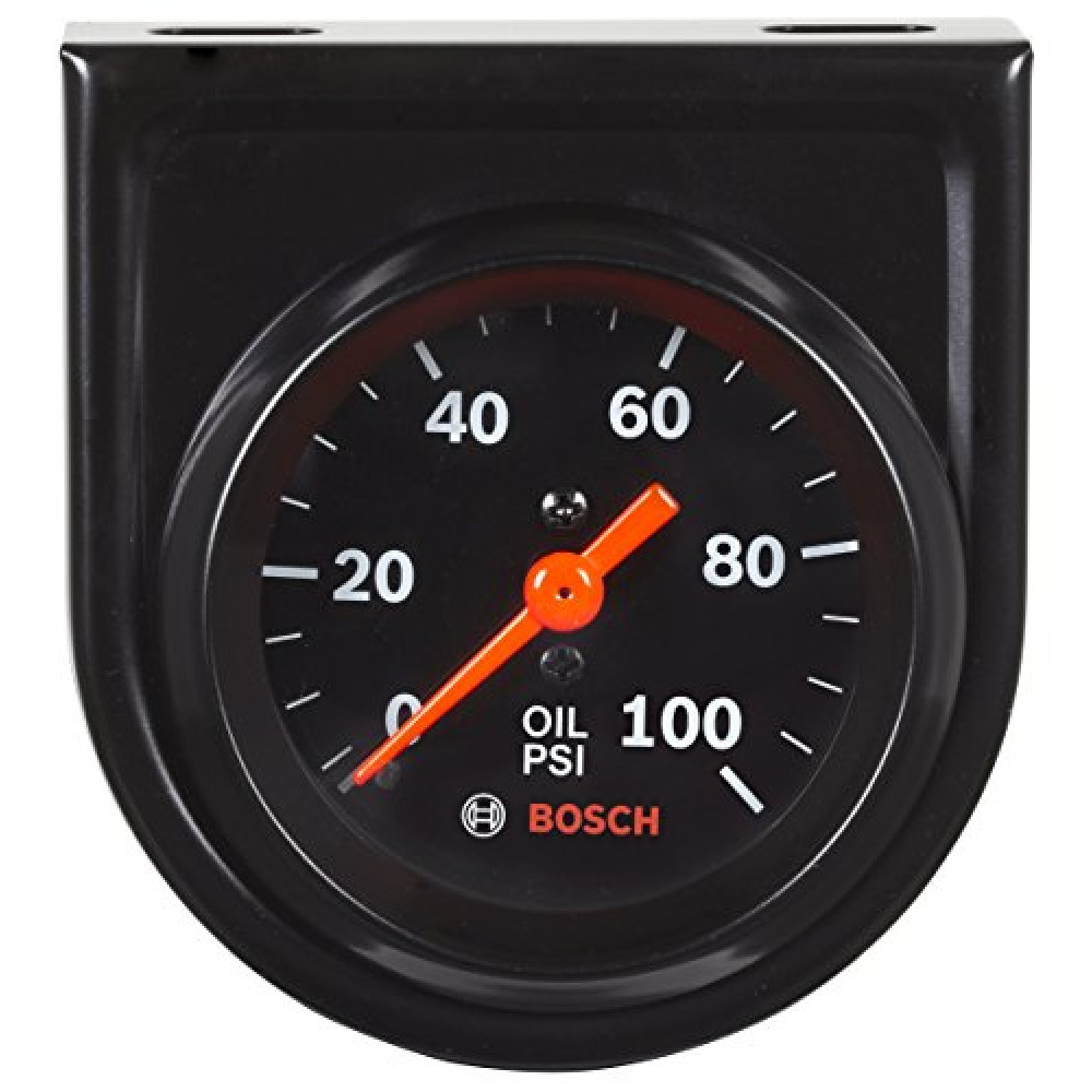 Bosch SP0F000052 Style Line 2" Mechanical Oil Pressure Gauge (Black Dial Face, Black Bezel)